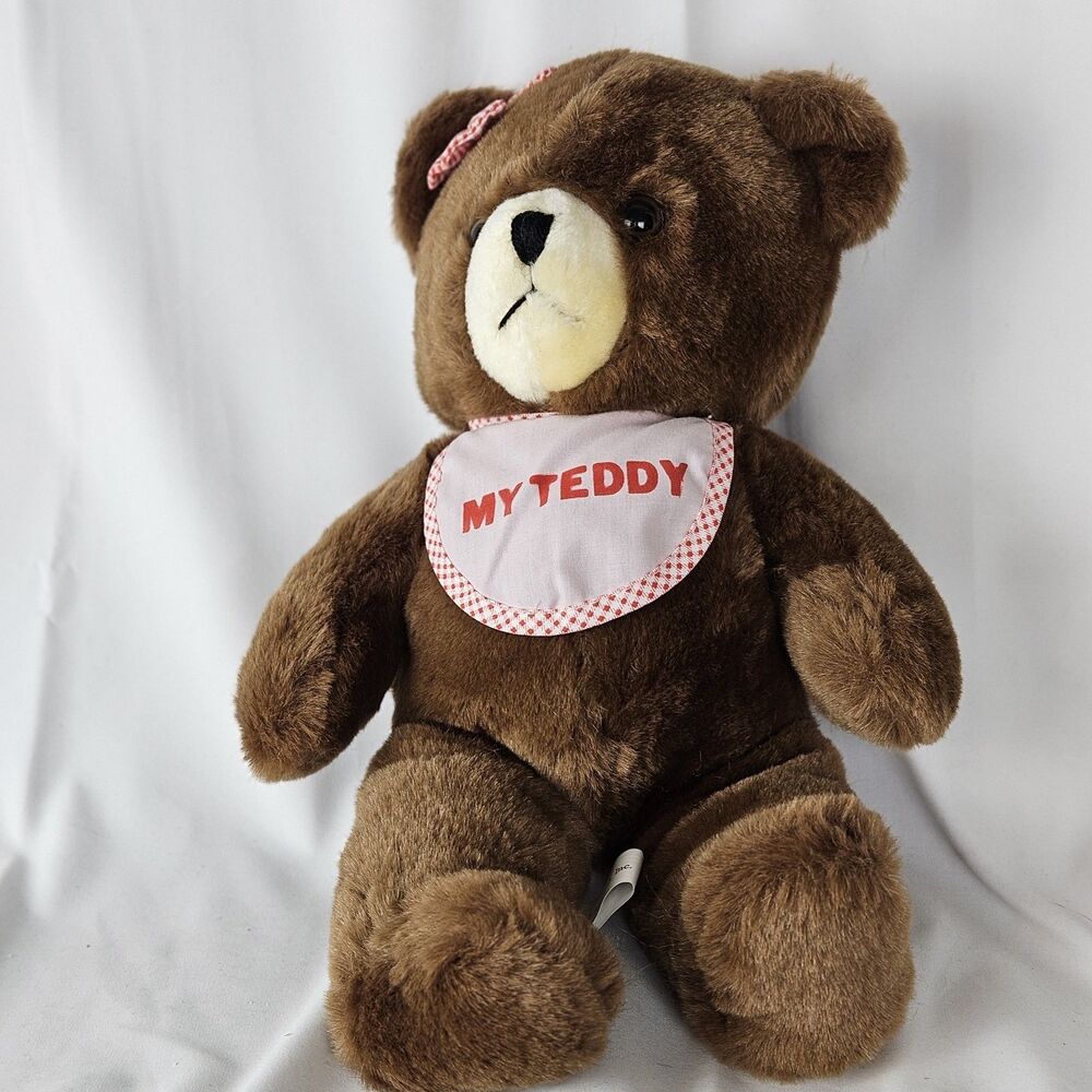 House of Lloyd "My Teddy" Brown Stuffed Bear 14" Vintage 1980's RARE